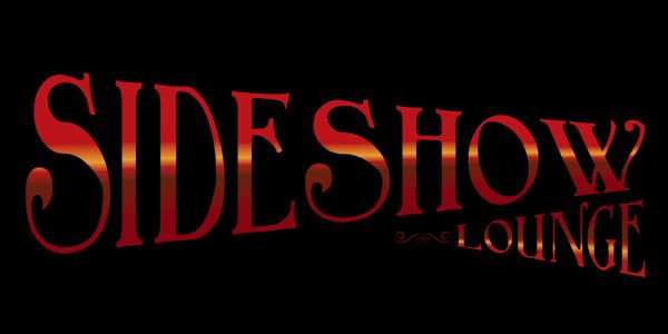 Sideshow Lounge" logo with red, gradient text on a dark background.